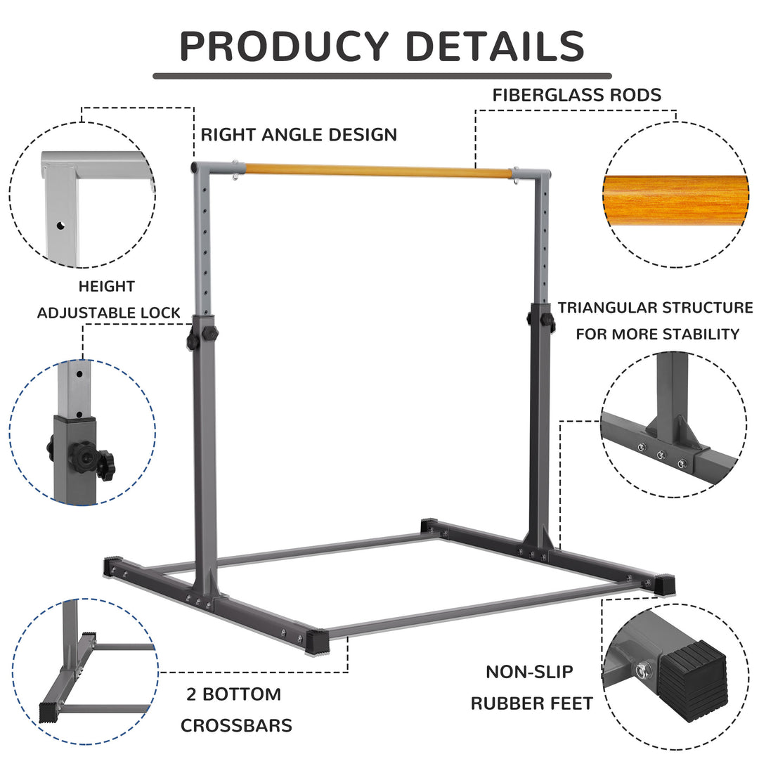Signature Fitness Adjustable Folding Steel Gymnastics Bar, Ages 3 & Up(Open Box) - VMInnovations