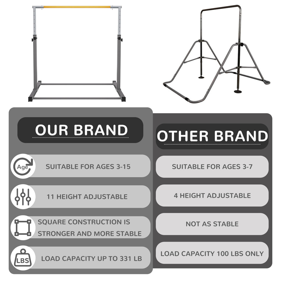 Signature Fitness Adjustable Folding Steel Gymnastics Bar, Ages 3 & Up(Open Box) - VMInnovations