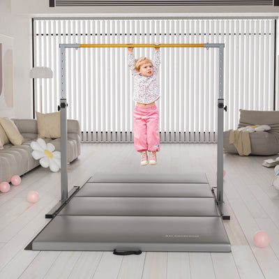 Signature Fitness Adjustable Folding Steel Gymnastics Bar, for Ages 3 & Up, Gray - VMInnovations