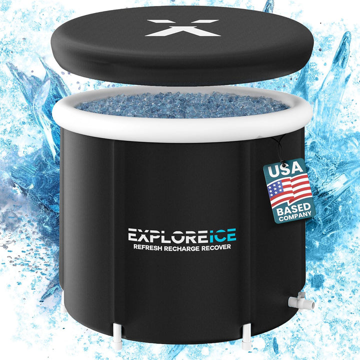 Explore Ice Bath Pro Max Extra Large Athlete Cold Plunge Bath Tub, Black/White