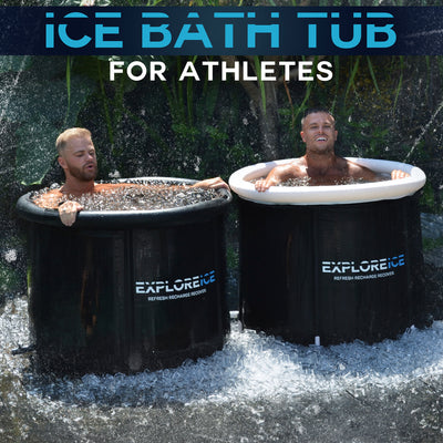 Explore Ice Bath Pro Max Extra Large Athlete Cold Plunge Bath Tub, Black/White
