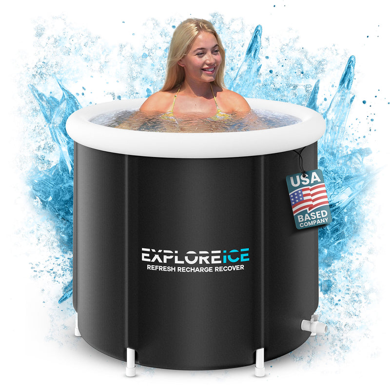 Explore Ice Bath Pro Max Extra Large Athlete Cold Plunge Bath Tub, Black/White