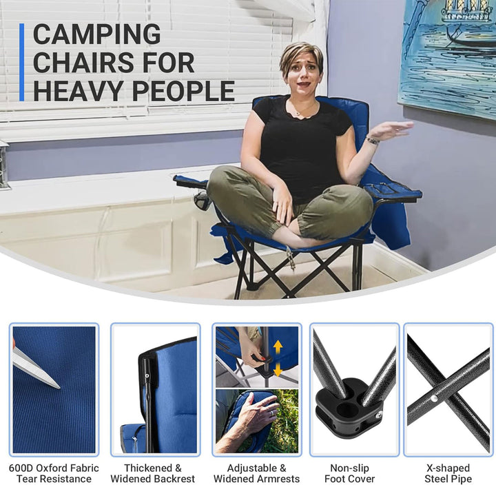 KingCamp Padded Oversized Folding Chair w/Cupholder, Cooler, & Pocket (Used)