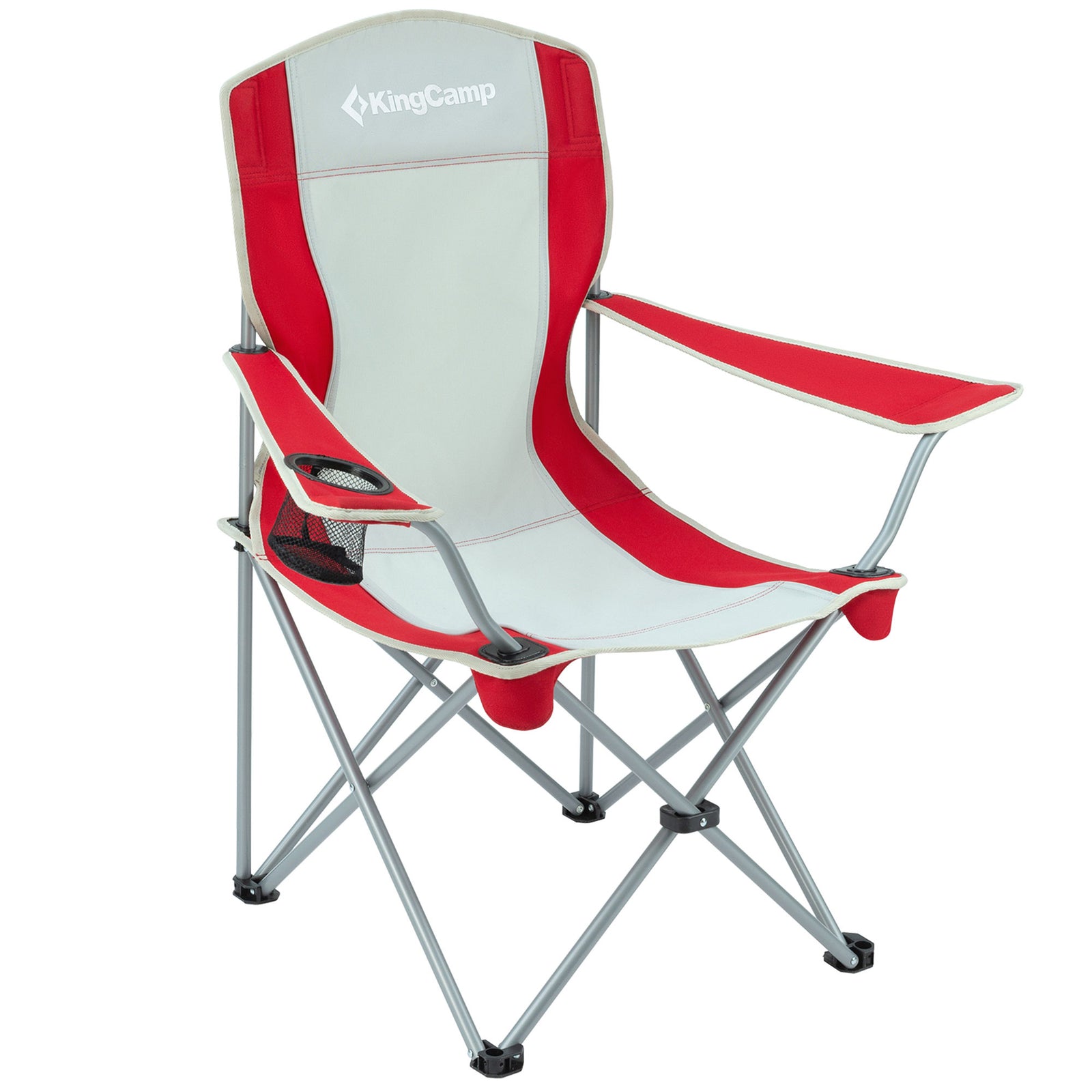 KingCamp Lightweight Outdoor Camping Chair w/Cupholder, Red/Gray (Open Box) - VMInnovations