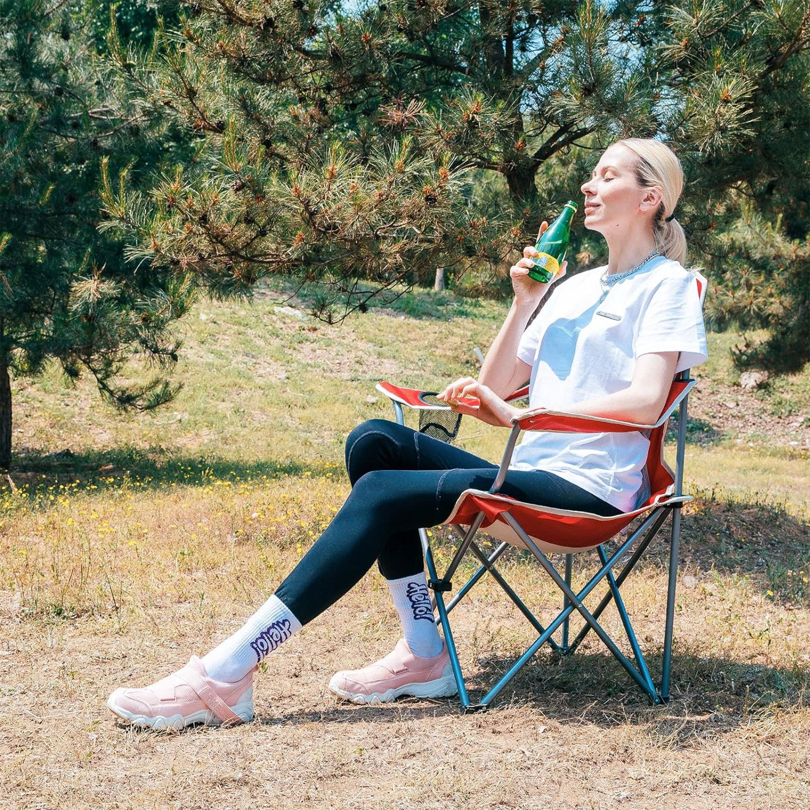 KingCamp Lightweight Outdoor Camping Chair w/Cupholder, Red/Gray (Open Box) - VMInnovations