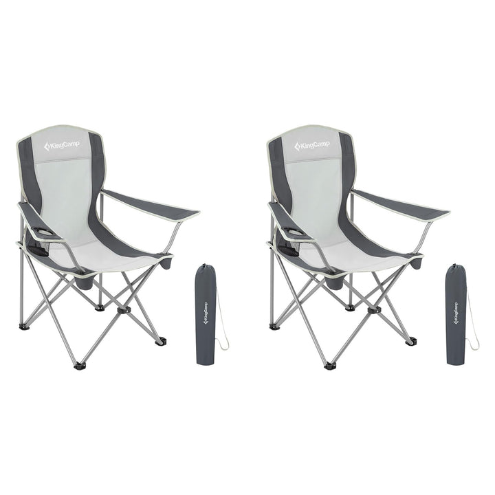 KingCamp Portable Chair w/Mesh Cup Holder & Carry Bag, Black/Gray(2pk)(Open Box) - VMInnovations