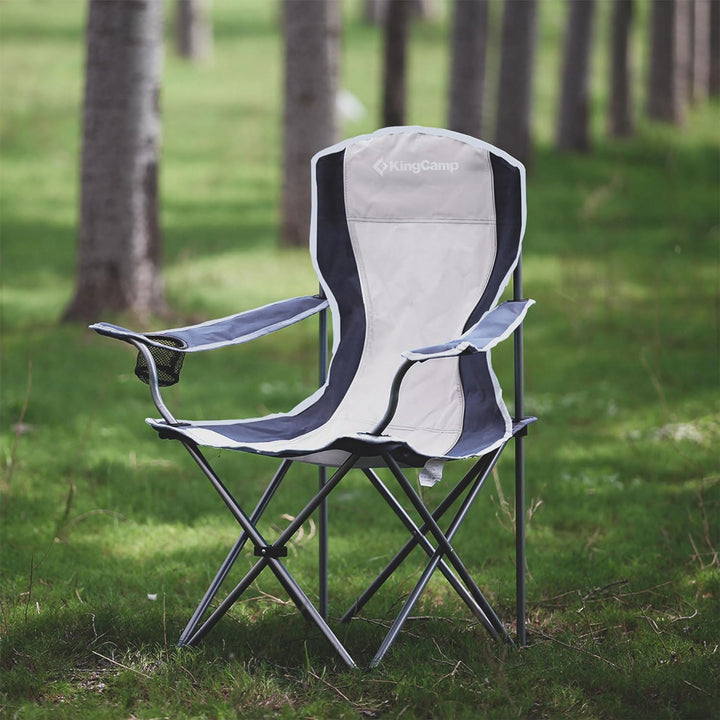 KingCamp Portable Folding Chair with Mesh Cup Holder and Carry Bag, Black/Gray (2 Pack)