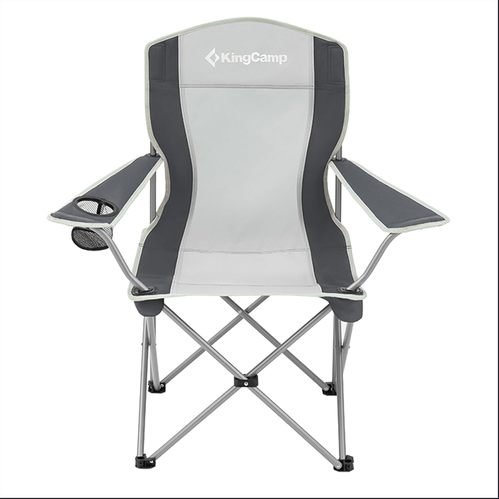 KingCamp Portable Folding Chair with Mesh Cup Holder and Carry Bag, Black/Gray (2 Pack) - VMInnovations