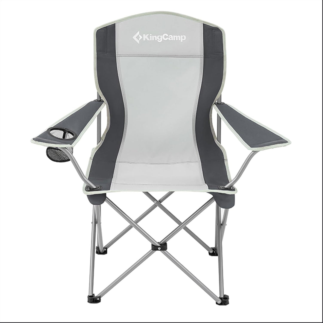 KingCamp Portable Folding Chair with Mesh Cup Holder and Carry Bag, Black/Gray (2 Pack)