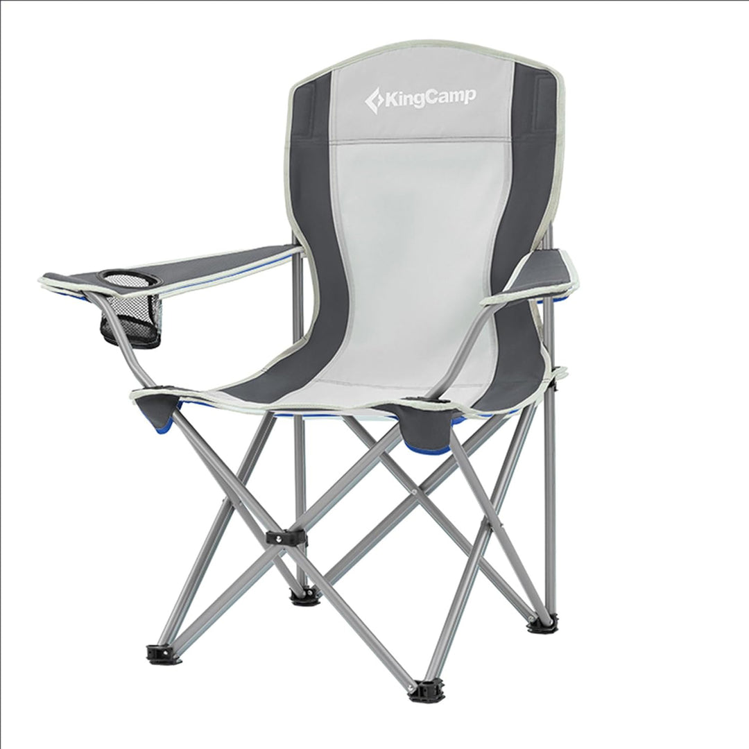 KingCamp Portable Chair w/Mesh Cup Holder & Carry Bag, Black/Gray(2pk)(Open Box)