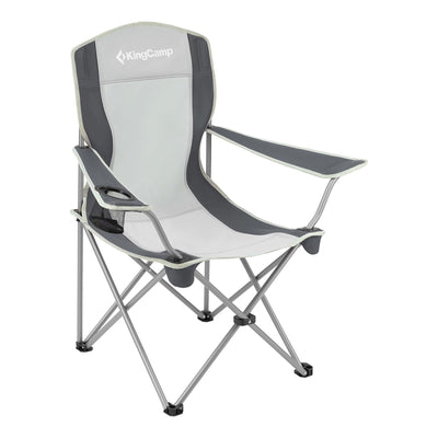KingCamp Portable Folding Chair with Mesh Cup Holder and Carry Bag, Black/Gray (2 Pack) - VMInnovations