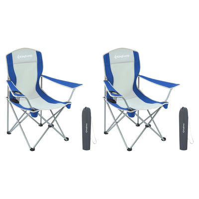 KingCamp Folding Chair w/Mesh Cup Holder & Carry Bag, Blue/Gray (2pk) (Open Box)