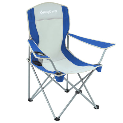 KingCamp Folding Chair w/Mesh Cup Holder & Carry Bag, Blue/Gray (2pk) (Open Box)