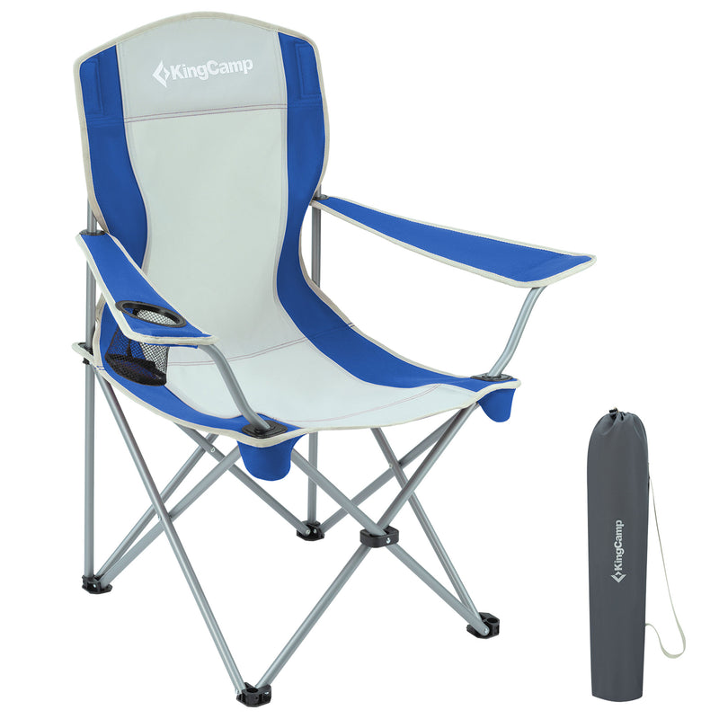 KingCamp Folding Chair w/Mesh Cup Holder & Carry Bag, Blue/Gray (2pk) (Open Box)