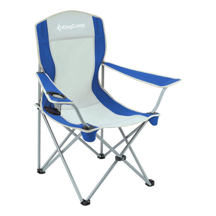 KingCamp Folding Chair w/Mesh Cup Holder & Carry Bag, Blue/Gray (2pk) (Open Box)