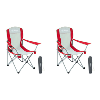 KingCamp Folding Chair w/Mesh Cup Holder & Carry Bag, Red/Gray (2pk) (Open Box)