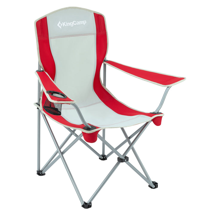 KingCamp Folding Chair w/Mesh Cup Holder & Carry Bag, Red/Gray (2pk) (Open Box) - VMInnovations