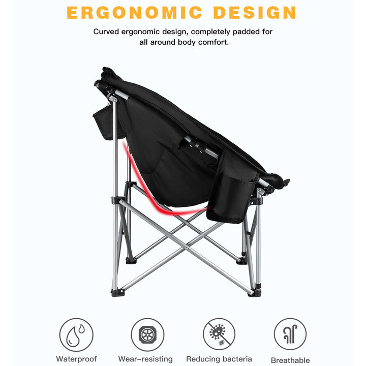 KingCamp Folding Lounge Chair w/Cup Holder Storage, Black/Medium Gray (Open Box)
