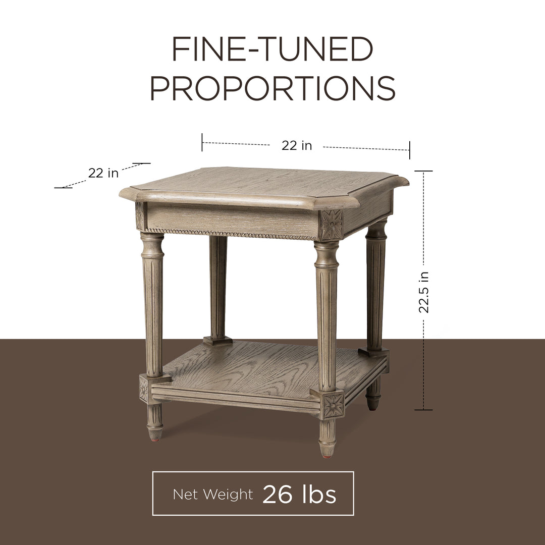 Maven Lane Pullman Traditional Wooden Coffee and 2 Side Tables, Antiqued Grey