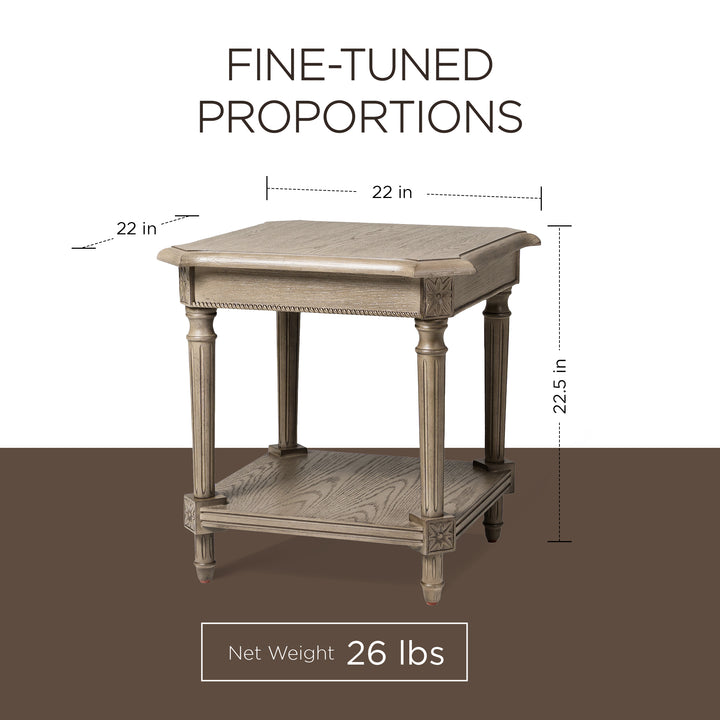 Maven Lane Pullman Traditional Wooden Coffee and 2 Side Tables, Antiqued Grey