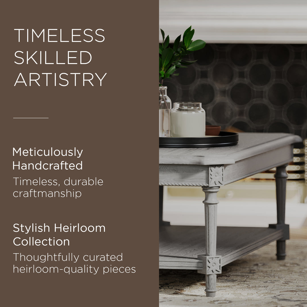Maven Lane Pullman Traditional Wooden Coffee and 2 Side Tables, Antiqued Grey