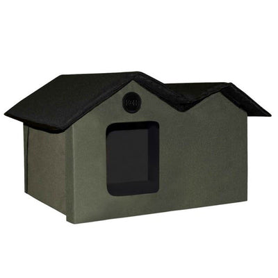 K&H Pet Products Extra Wide Heated Kitty House with 2 Doors, Olive (Used) - VMInnovations