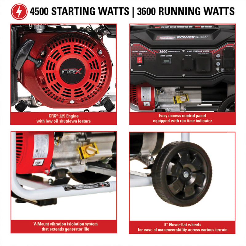 SIMPSON PowerShot Portable 3,600 Watt Generator w/Roll Cage Protection(Open Box)