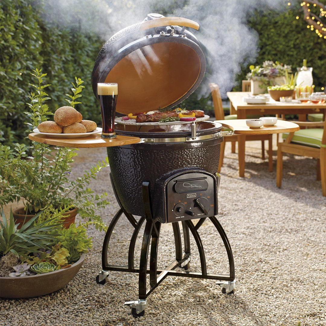 Vision Grills C Series Ceramic Kamado Charcoal Grill with Super Bundle, Black - VMInnovations