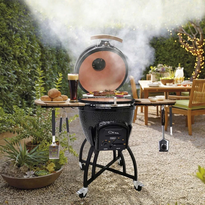 Vision Grills C Series Ceramic Kamado Charcoal Grill with Super Bundle, Black - VMInnovations