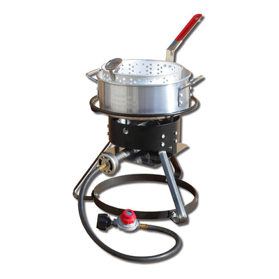Metal-Fusion Import Outdoor Fish Fryer with 10 Quart Aluminum Fry Pan and Burner - VMInnovations