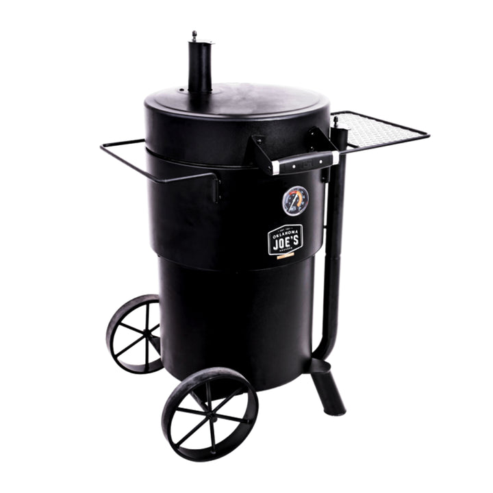 Char-Broil Oklahoma Joes Bronco Barrel Drum Smoker with Porcelain Coated Steel