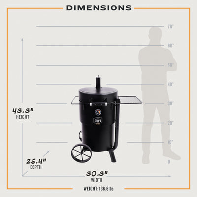 Char-Broil Oklahoma Joes Bronco Barrel Drum Smoker with Porcelain Coated Steel - VMInnovations