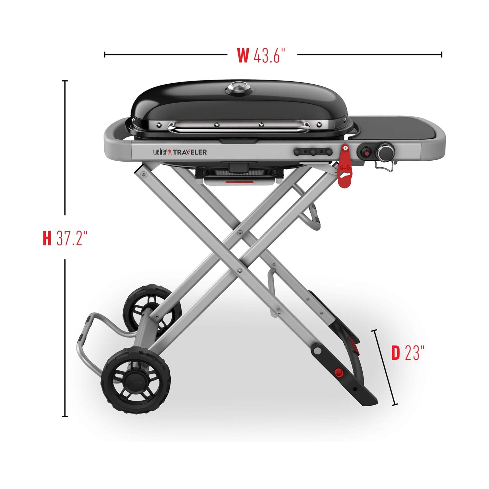 Weber Traveler Outdoor Porcelain Coated Cast Iron LP Gas Grill, Black (Open Box) - VMInnovations