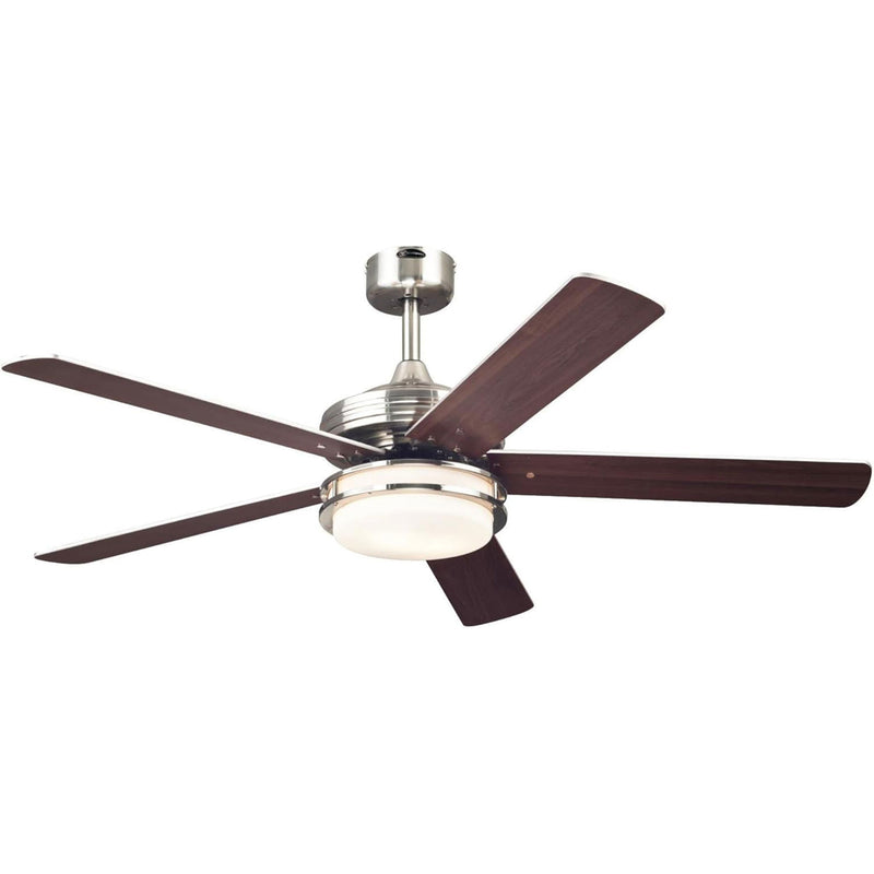 Westinghouse Castle Ceiling Fan w/ LED Light, Reversible Blades & Remote, Nickel