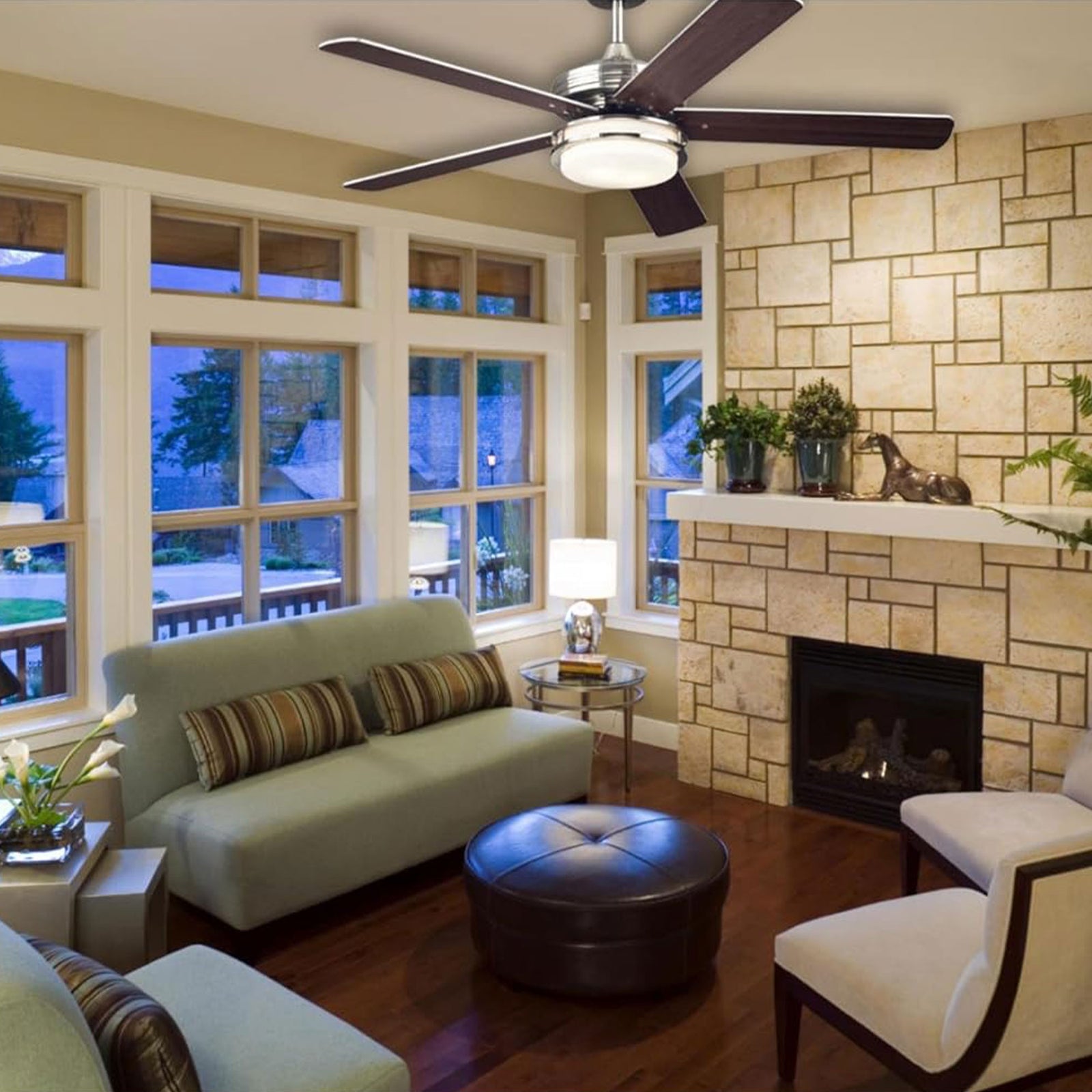 Westinghouse Castle Ceiling Fan w/ LED Light, Reversible Blades & Remote, Nickel - VMInnovations