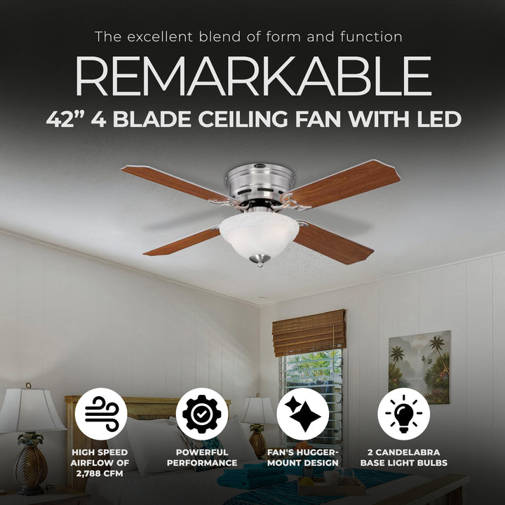 Westinghouse Hadley 42 Inch 4 Blade Ceiling Fan with Dimmable LED Light Fixture