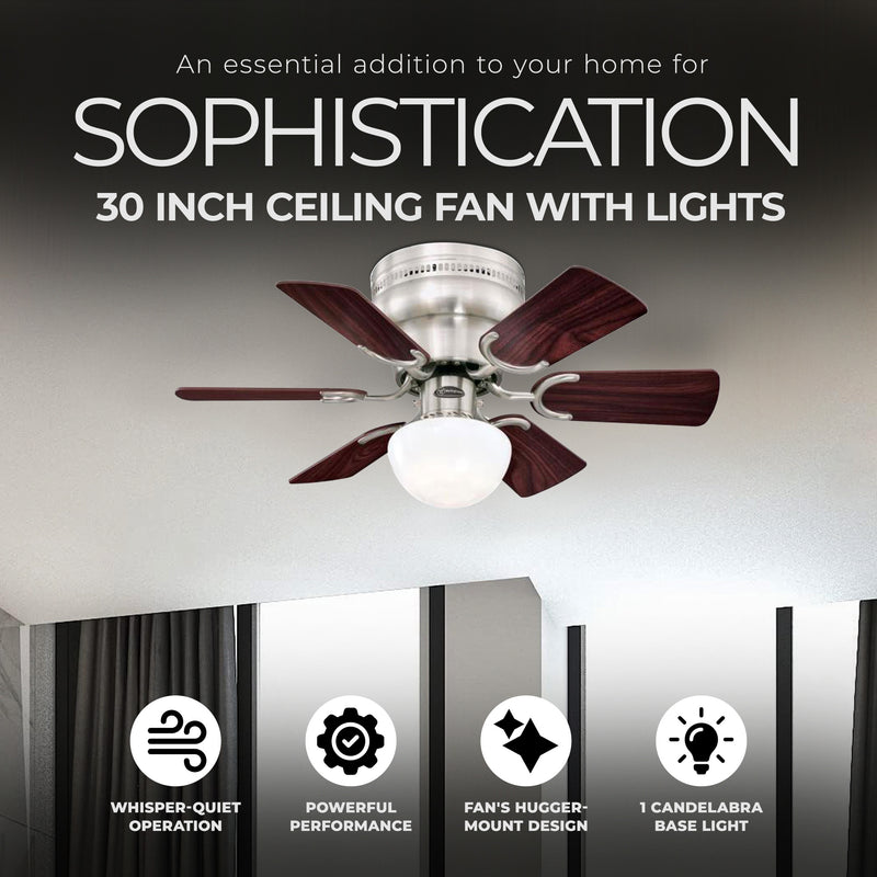 Westinghouse Petite 30 Inch 6 Blade Ceiling Fan with Dimmable LED Light Fixture