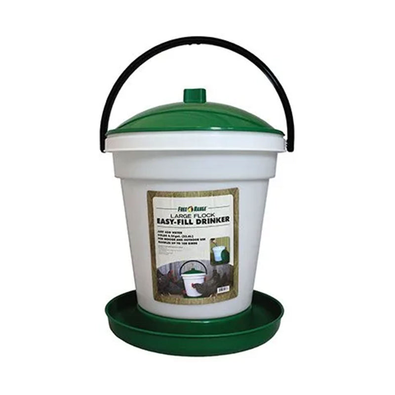 Harris Farms Poultry Drinker with Top Lid and Carrying Handle for Any Size Flock