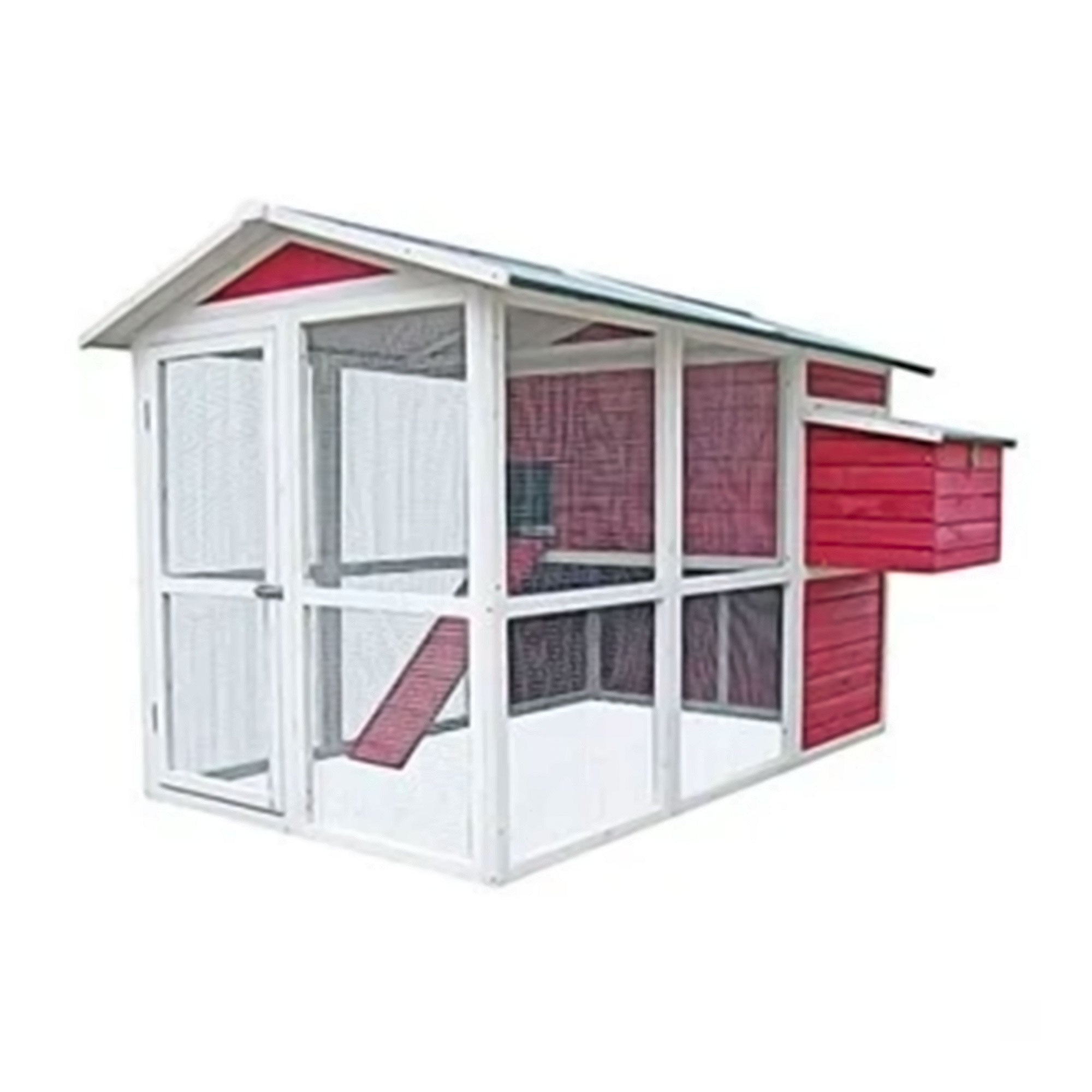 My Backyard Farm Medium Sized 50x76x50 Inch Vintage Chicken Coop, Red (Open Box) - VMInnovations