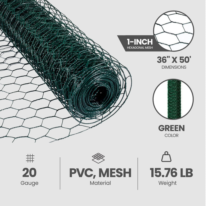 YardGard PVC Coating Hexagonal Poultry Netting for Garden Netting (Open Box)