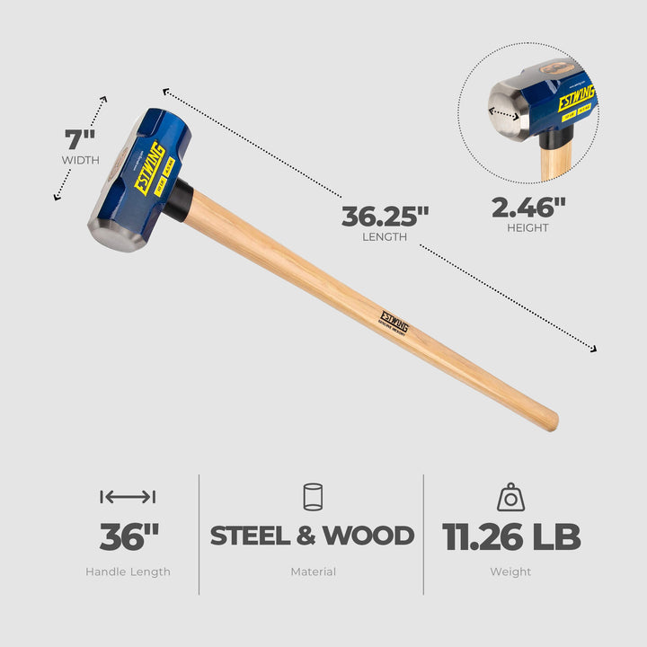 Estwing 10lb Head Hard Face Stake Sledge Hammer w/36" Hickory Handle (Open Box)