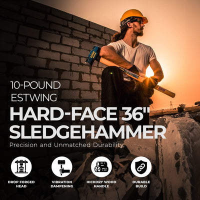 Estwing 10lb Head Hard Face Stake Sledge Hammer w/36" Hickory Handle (Open Box) - VMInnovations