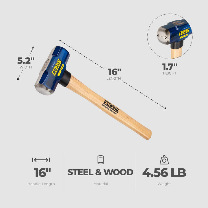 Estwing 4lbs Head Hard Face Stake Sledge Hammer w/16" Hickory Handle (Open Box)