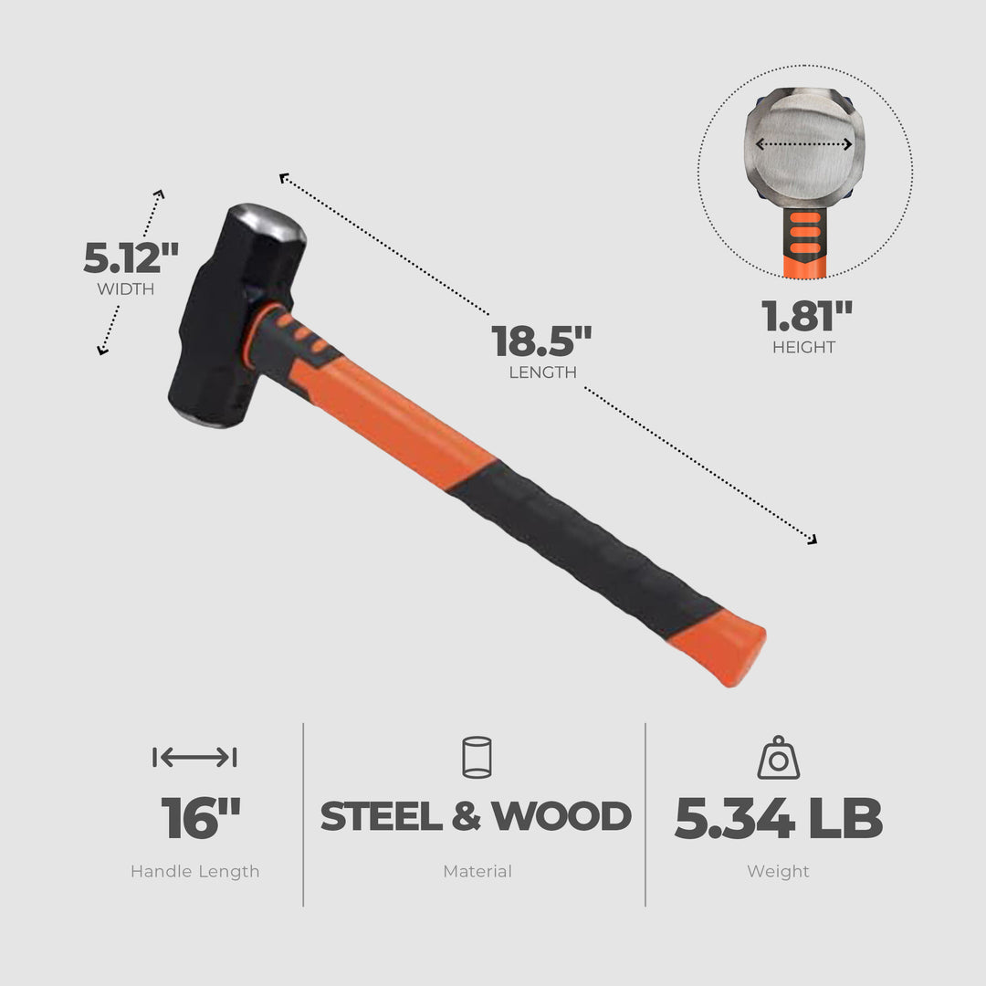 GROZ 4 Pound Head Hard Face Sledge Hammer with 16 Inch Fiberglass Handle (Used)