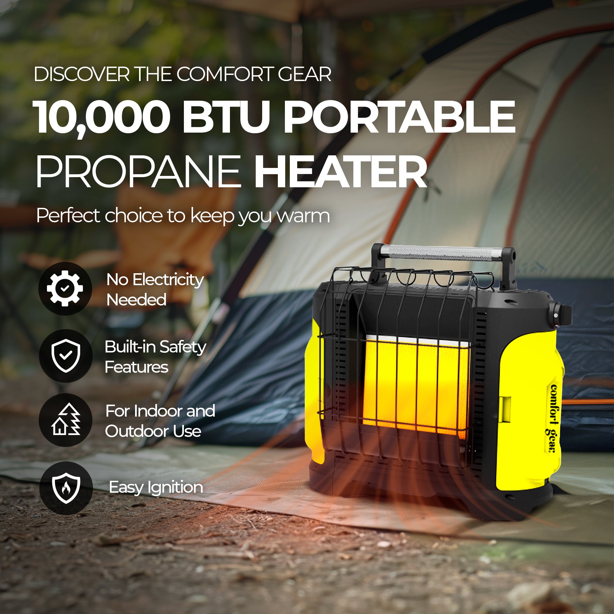 Comfort Gear 2 Pack Portable Propane Versatile Space Heater for 250 Square Feet - VMInnovations