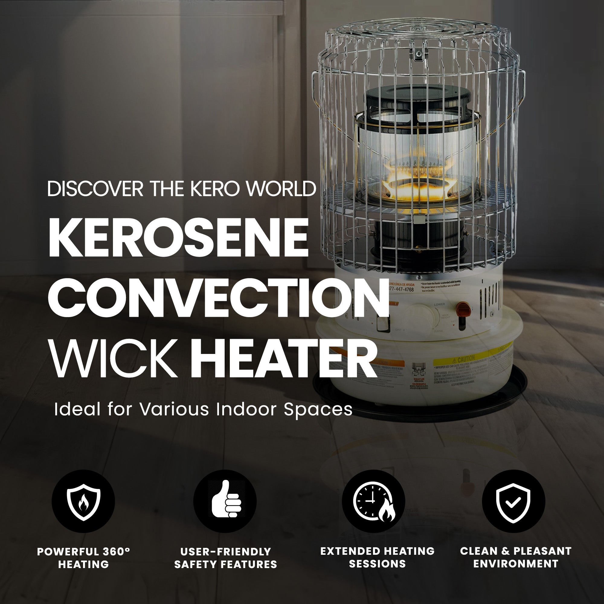 Kero World Kerosene Convection Wick Heater w/Radiant & Convective Heat(Open Box) - VMInnovations