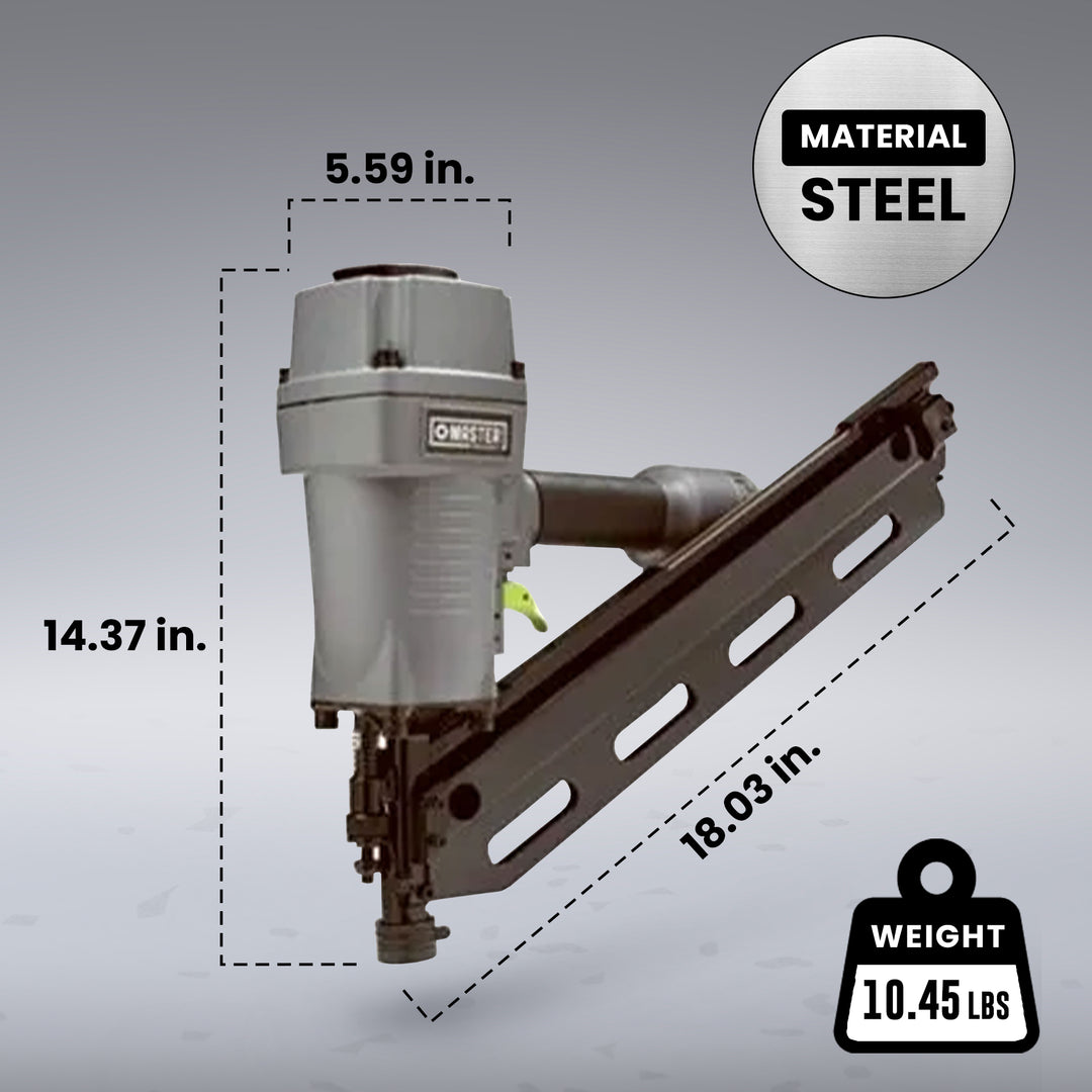 Master Mechanic Pneumatic 34 Degree Clipped Paper Collated Nailer (Open Box)
