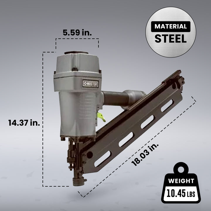 Master Mechanic Pneumatic 34 Degree Clipped Paper Collated Nailer (Open Box)