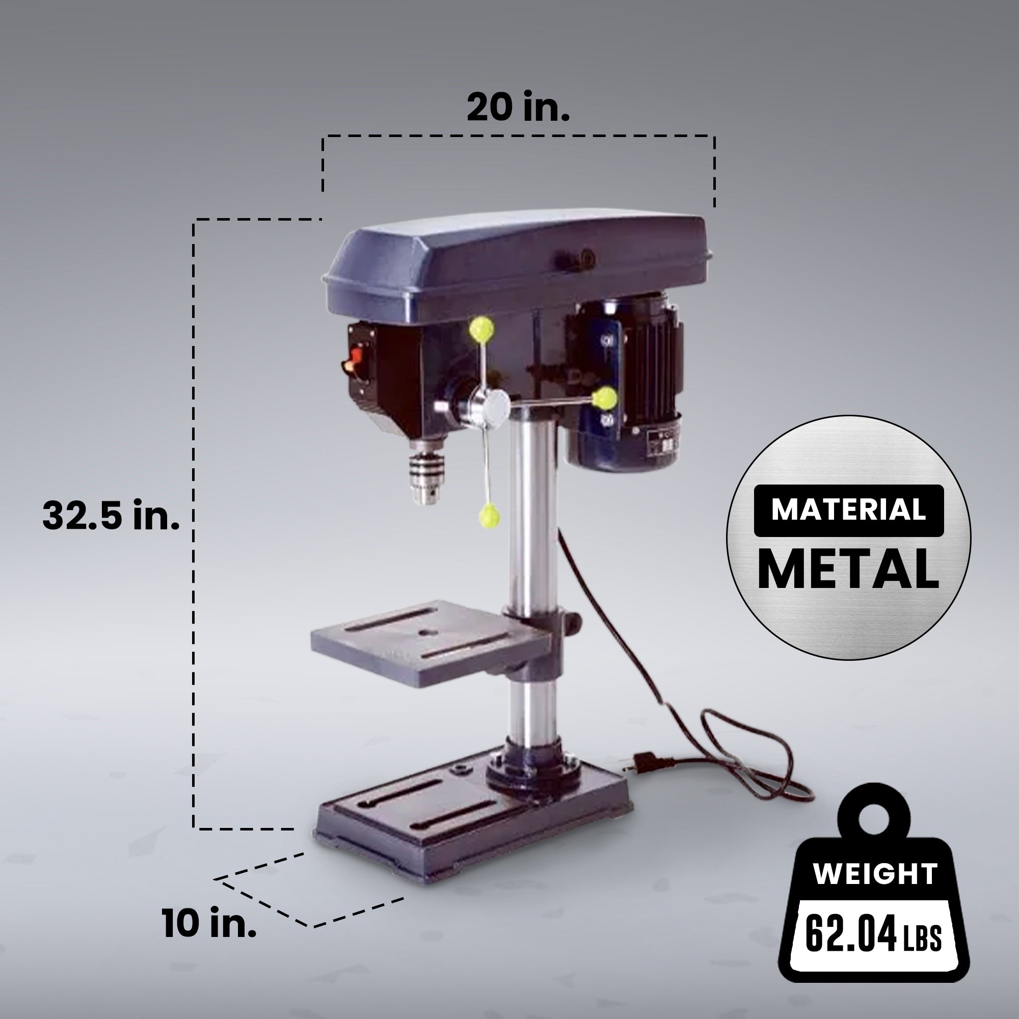 Master Mechanic 10" Bench Mount Drill Press w/5 Speed 5/8hp Motor (For Parts)