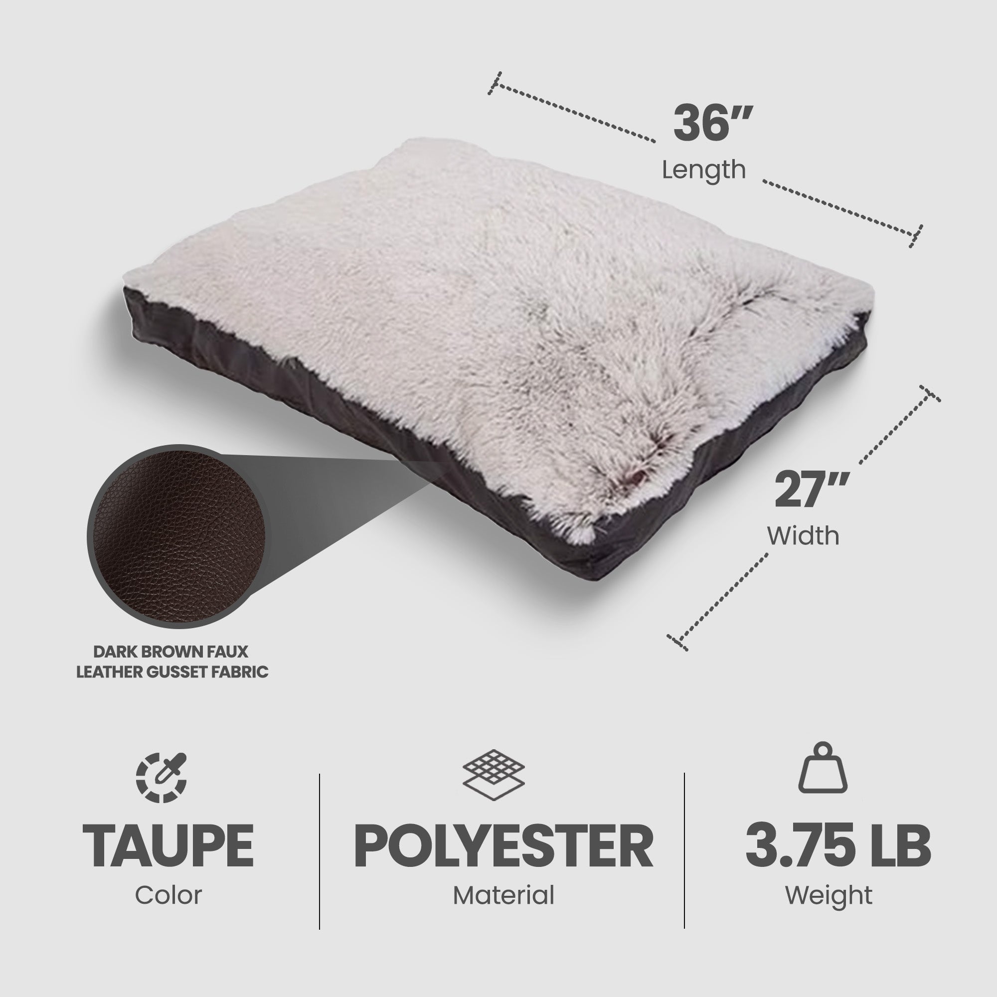Aspen Pet 36x27" Faux Leather Gusset Pillow Pet Bed Removeable Cover (Open Box) - VMInnovations